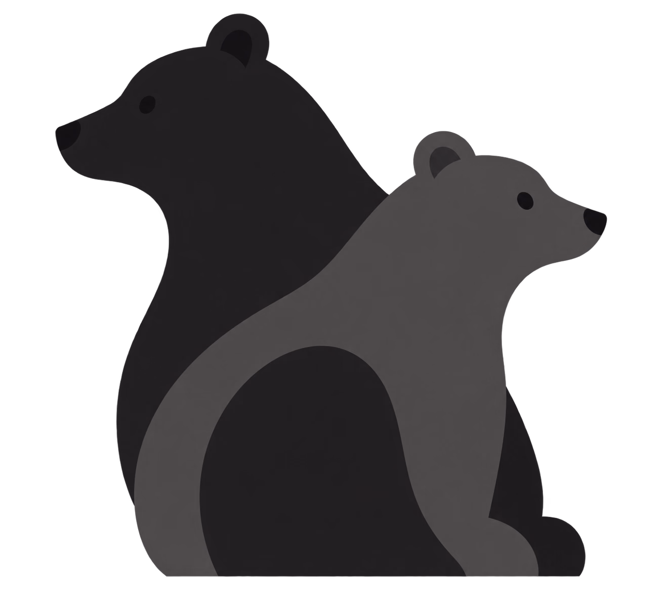 Deux ours gris assis dos à dos